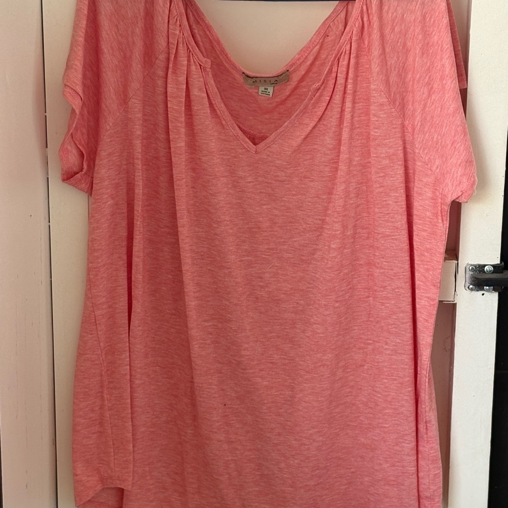 Women's Pink V-Neck Top